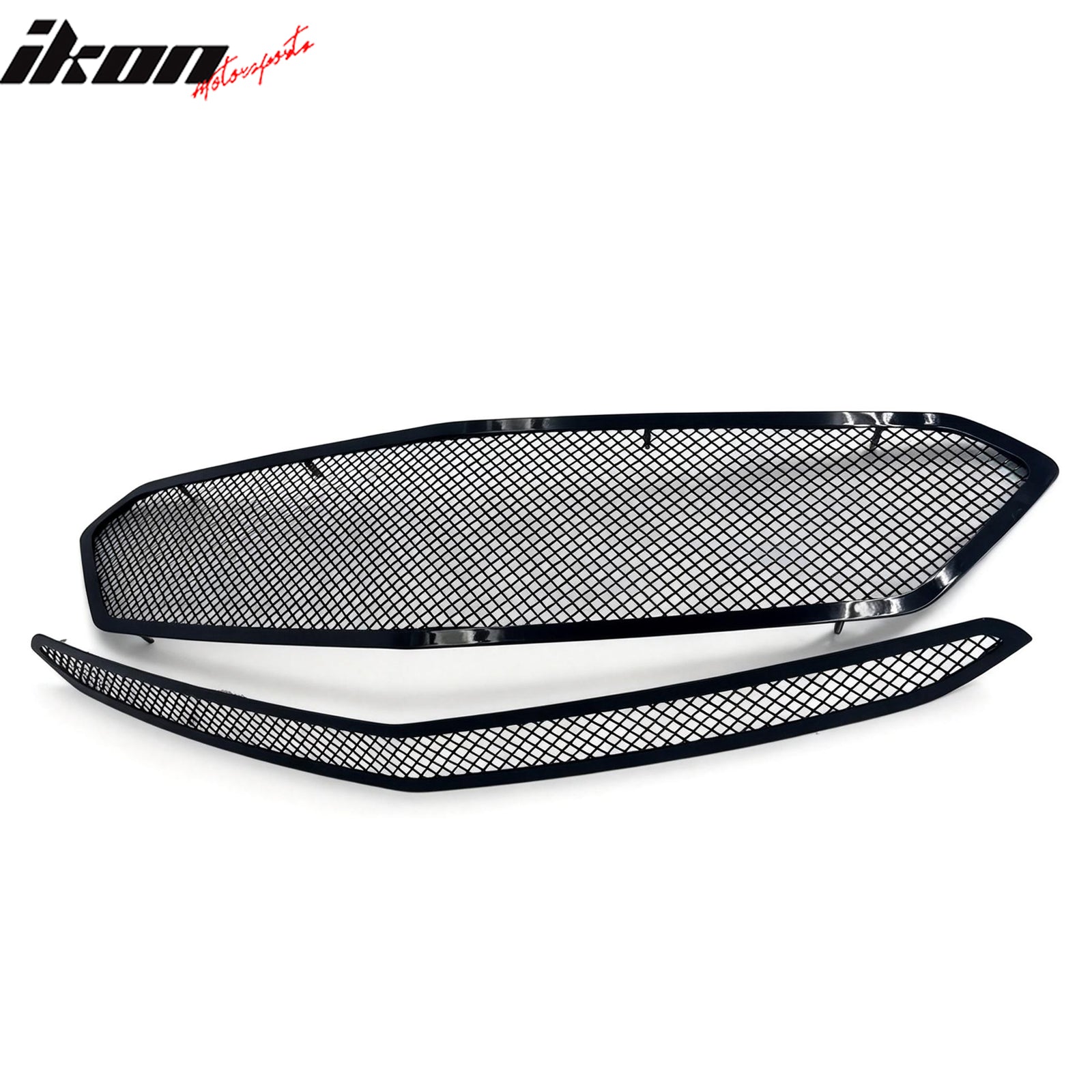 Fits 16-18 Chevrolet Malibu Mesh Style Front Bumper Upper + Center Grille Black