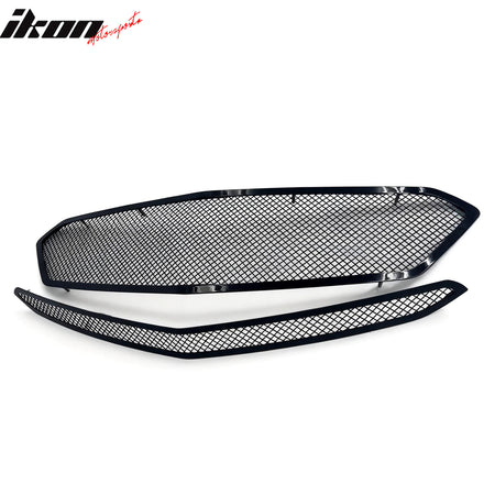 Fits 16-18 Chevrolet Malibu Mesh Style Front Bumper Upper + Center Grille Black