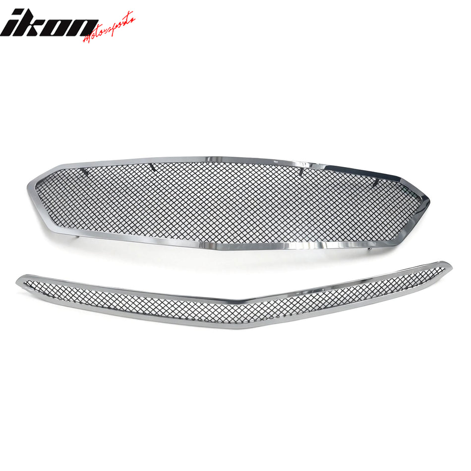 2016-2018 Chevy Malibu Mesh Style Chrome Front Upper + Center Grille