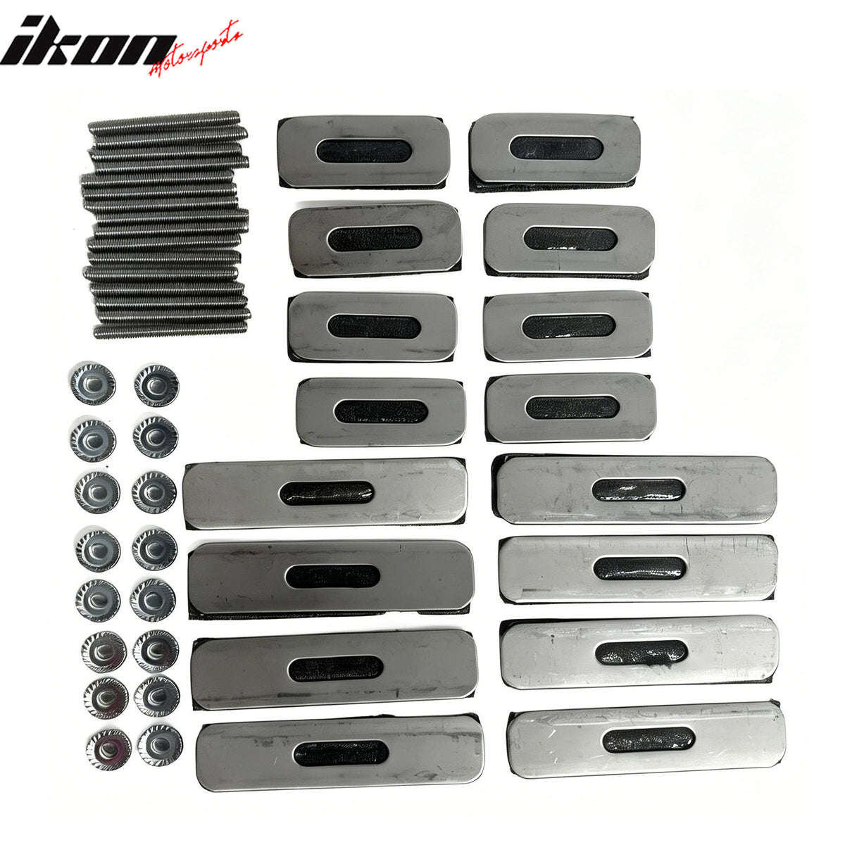 IKON MOTORSPORTS Front Upper Grille, Compatible with 2014-2015 Chevy Silverado 1500, Mesh Style Chrome Stainless Steel Replacement Front Bumper Hood Grill, 2PCS