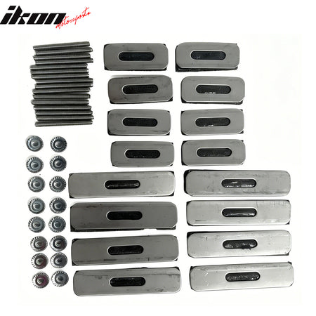 IKON MOTORSPORTS Front Upper Grille, Compatible with 2014-2015 Chevy Silverado 1500, Mesh Style Chrome Stainless Steel Replacement Front Bumper Hood Grill, 2PCS
