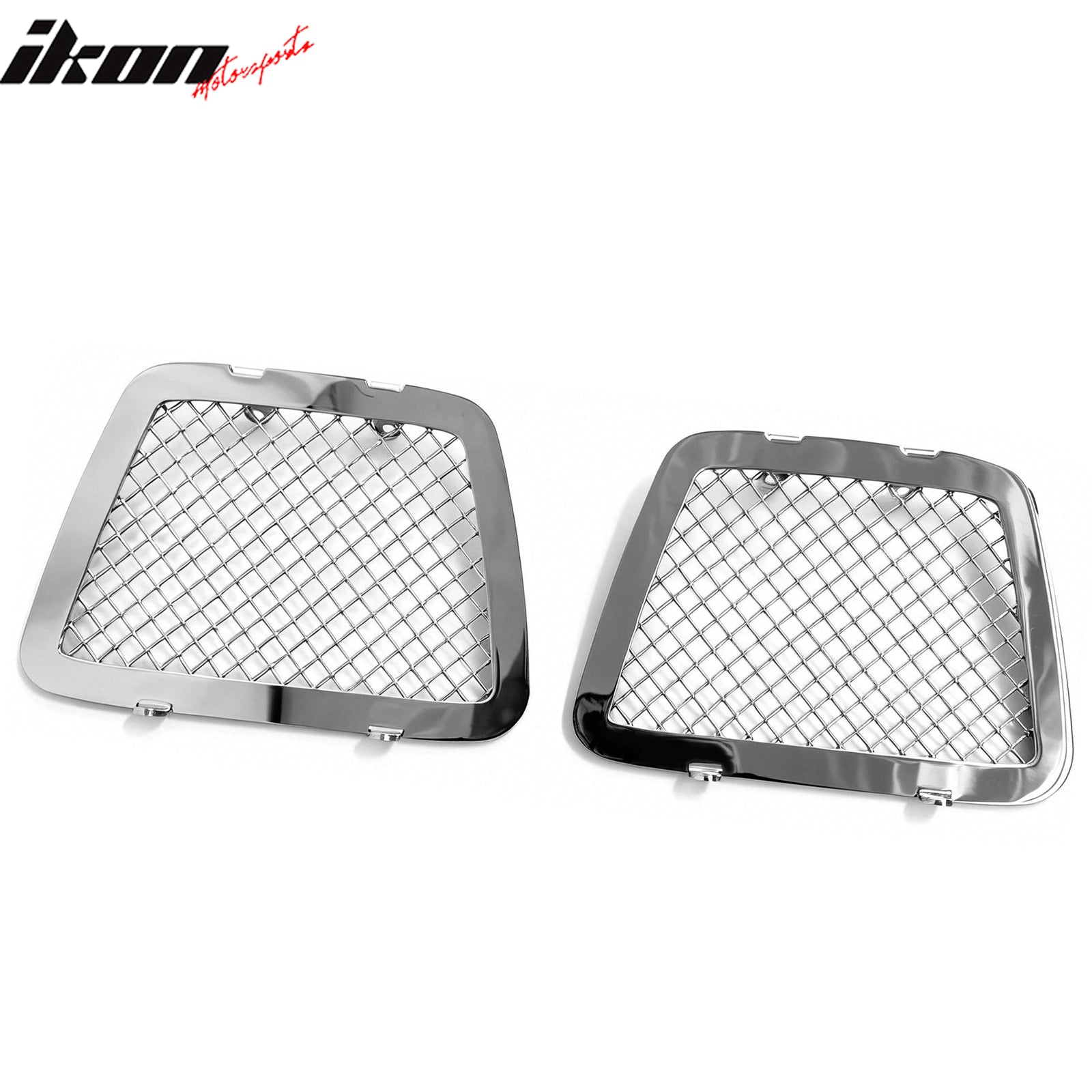 IKON MOTORSPORTS Front Lower Grille, Compatible with 2007-2014 Chevy Tahoe, Mesh Style Chrome Stainless Steel Replacement Front Bumper Hood Grill 2PCS