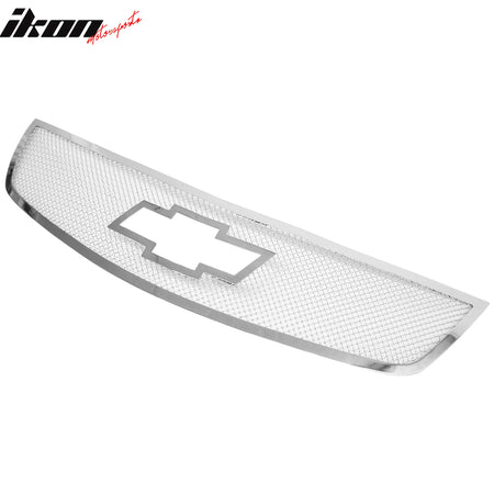 IKON MOTORSPORTS Front Upper Grille, Compatible with 2013-2017 Chevrolet Traverse, Mesh Style Chrome Stainless Steel Front Bumper Hood Grill Replacement, 1Piece