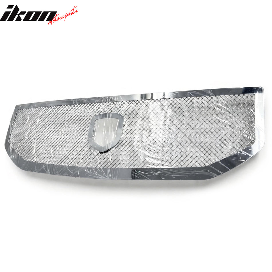 IKON MOTORSPORTS Front Upper Grille, Compatible with 2007-2013 Dodge Caliber, Chrome Replacement Front Bumper Hood Mesh Grill
