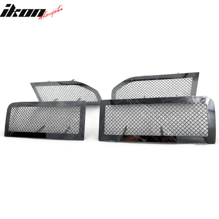 IKON MOTORSPORTS Front Upper Grille Insert, Compatible with 2007-2012 Dodge Nitro, Chrome Stainless Steel Replacement Front Bumper Hood Mesh Grill Grille Assembly, 4PCS
