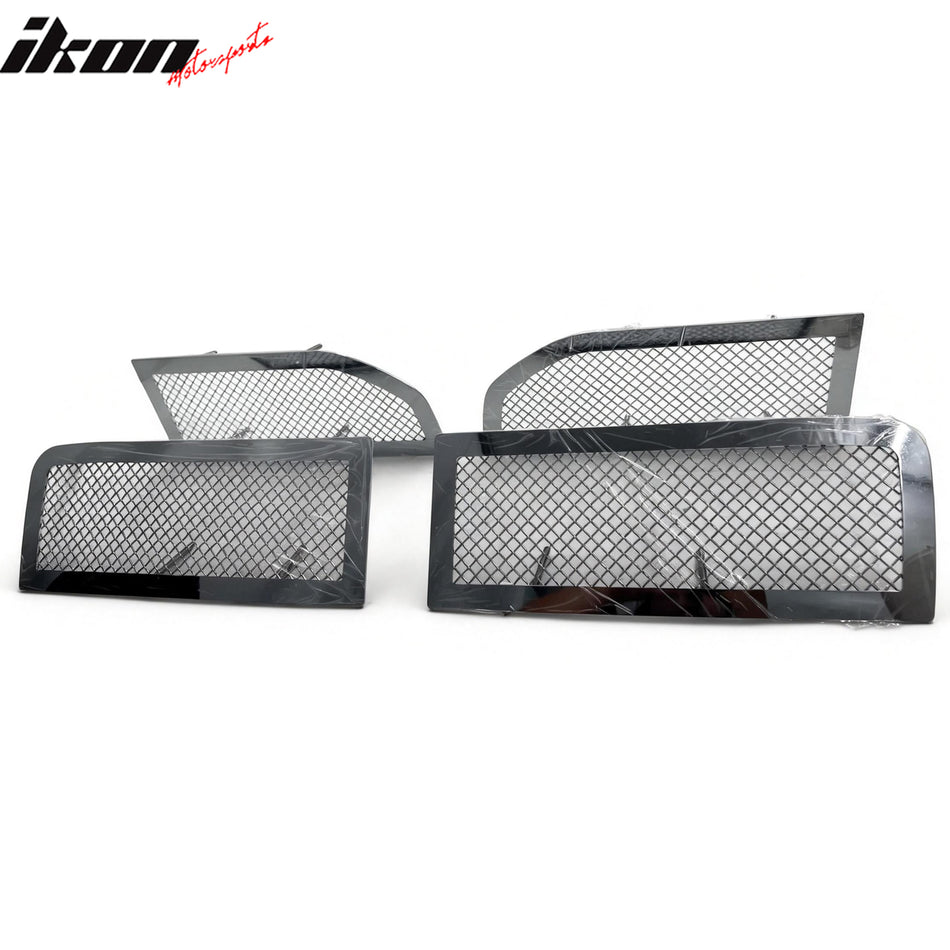 IKON MOTORSPORTS Front Upper Grille Insert, Compatible with 2007-2012 Dodge Nitro, Chrome Stainless Steel Replacement Front Bumper Hood Mesh Grill Grille Assembly, 4PCS