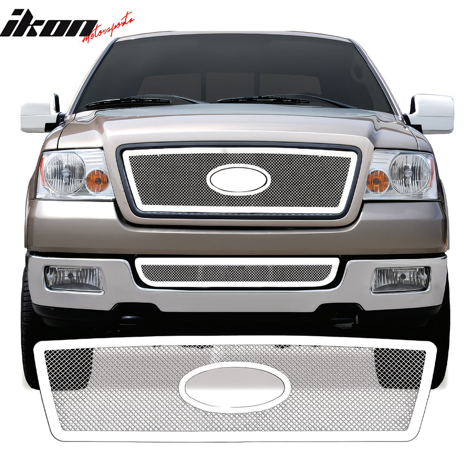2004-2008 Ford F-150 XL XLT Lariat Mesh Chrome Grille Stainless Steel