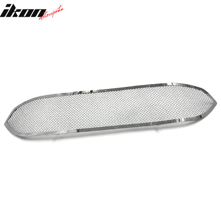 IKON MOTORSPORTS Front Upper Insert Grille, Compatible with 2013-2015 Ford Fusion, Mesh Style Chrome Stainless Steel Replacement Front Bumper Hood Grill 1PC