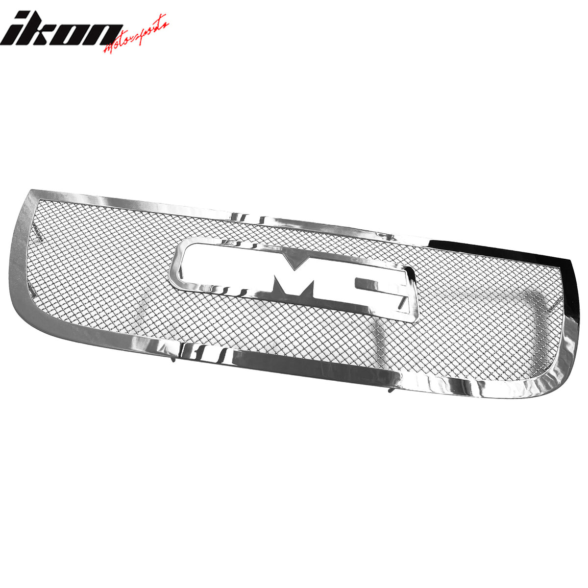 IKON MOTORSPORTS Front Upper Grille Insert, Compatible with 2007-2014 GMC Yukon & Yukon XL, Mesh Style Chrome Stainless Steel Replacement Front Bumper Grill