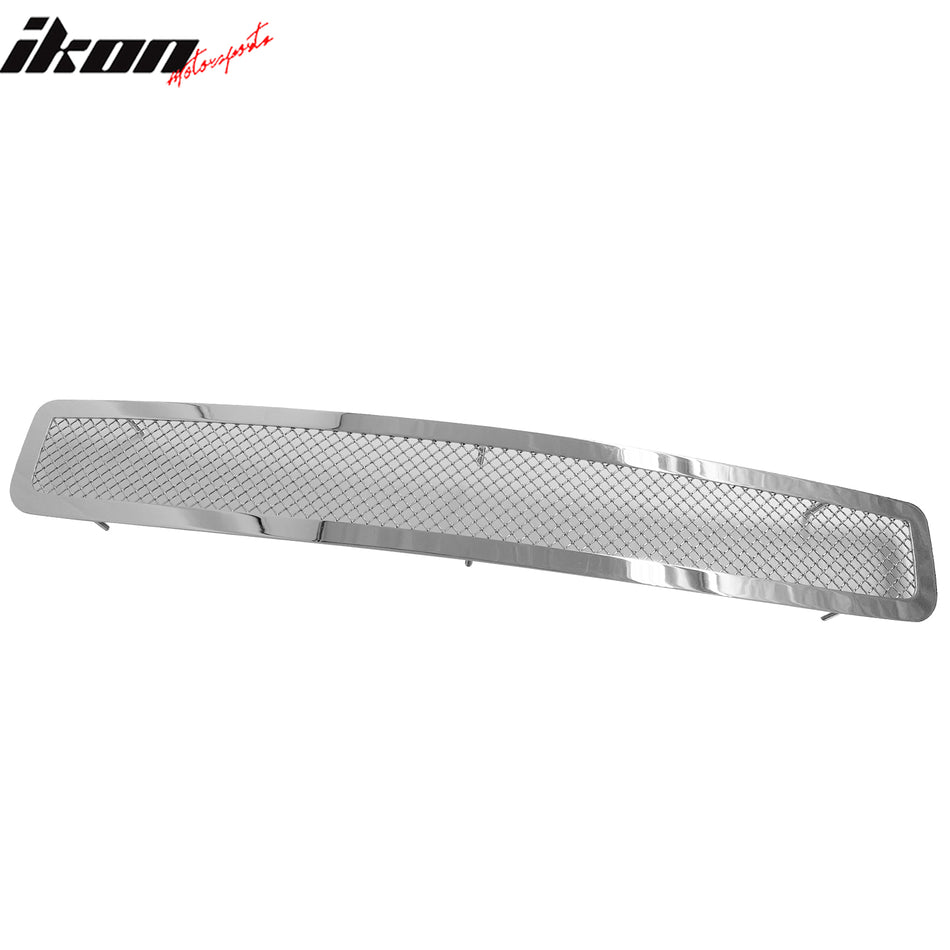 IKON MOTORSPORTS Front Lower Grille, Compatible with 2008-2010 Honda Accord 4-Door V6, Mesh Style Chrome Stainless Steel Replacement Front Bumper Hood Grill 3PCS