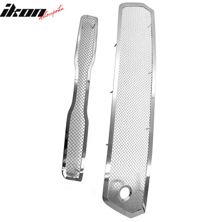 IKON MOTORSPORTS Front Bumper Grille, Compatible with 2014-2016 Kia Soul, Chrome Stainless Steel Mesh Style Replacement Front Bumper Grill Assembly, 2PCS