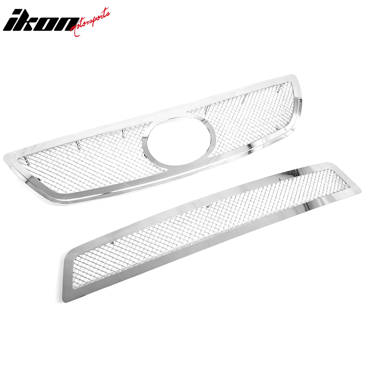 IKON MOTORSPORTS Front Upper + Lower Grille Insert, Compatible with 2008-2011 Lexus GS350/GS450h/GS460, Mesh Style Chrome Replacement Front Bumper Hood Grill, 2PCS