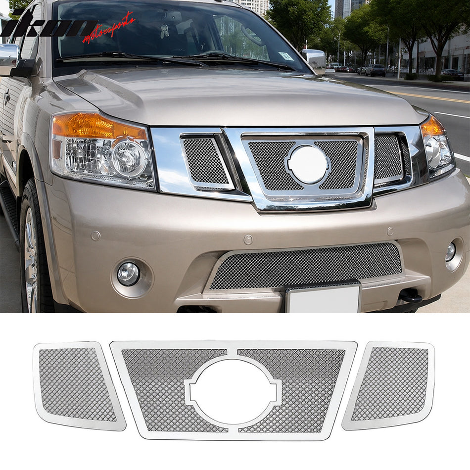 2008-2015 Nissan Armada Mesh Style Chrome Front Grille Stainless Steel