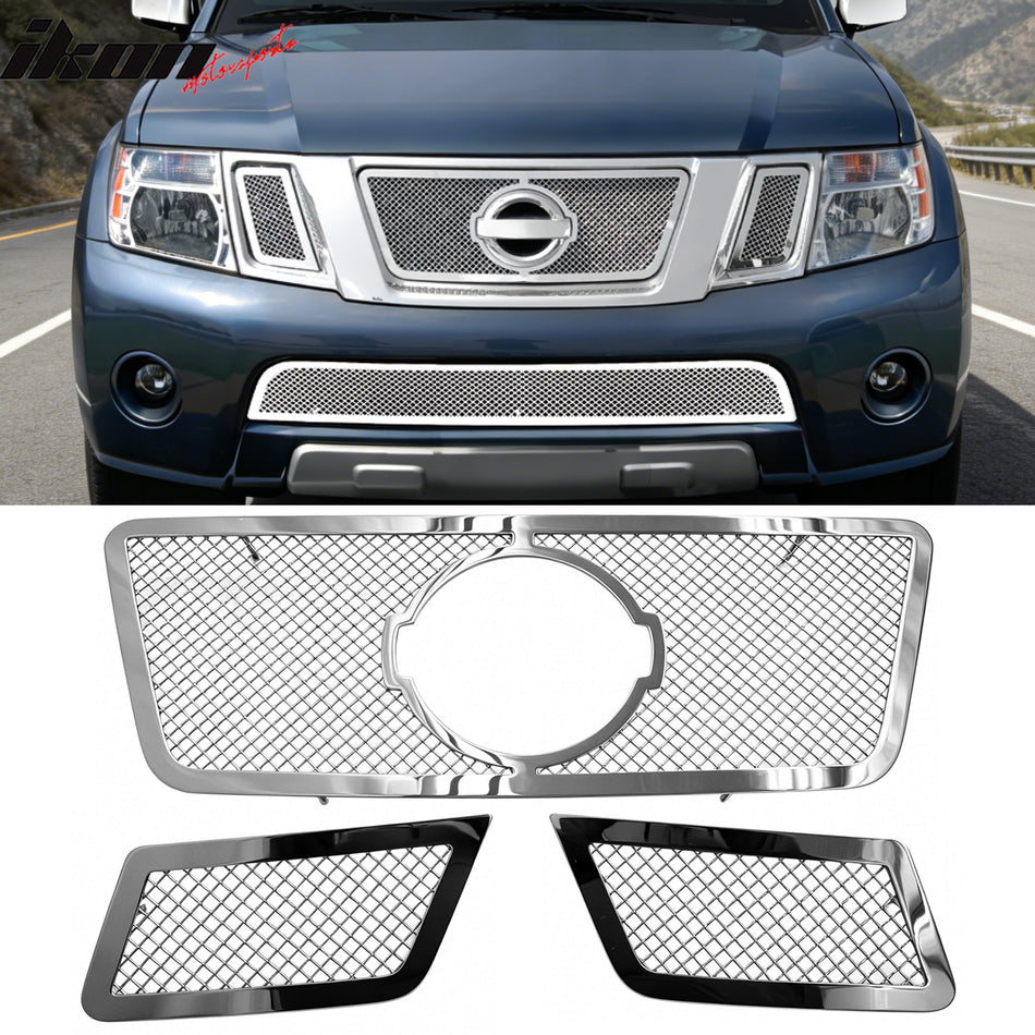 2008-2012 Nissan Pathfinder Mesh Chrome Front Grille Stainless Steel
