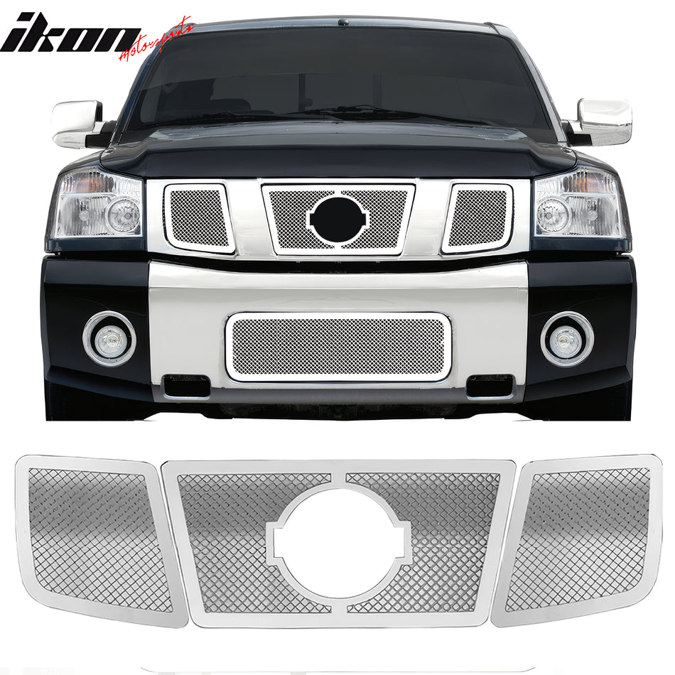 2004-2007 Nissan Titan Armada Mesh Style Chrome Grille Stainless Steel