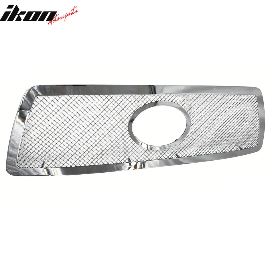 IKON MOTORSPORTS Front Upper Insert Grille, Compatible with 2005-2011 Toyota Tacoma, Mesh Style Chrome Stainless Steel Replacement Front Bumper Hood Grill 1PC
