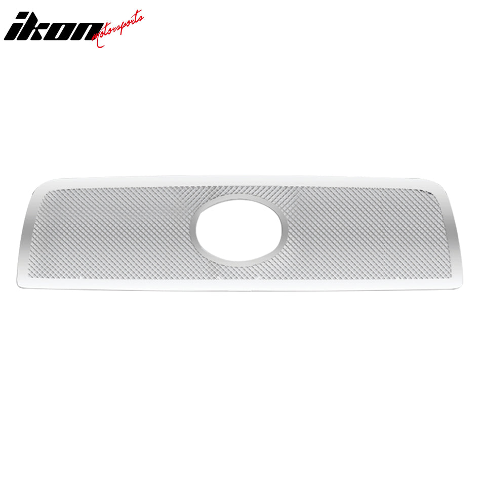 IKON MOTORSPORTS Front Upper Grille, Compatible with 2007-2009 Toyota Tundra, Mesh Style Chrome Stainless Steel Replacement Front Bumper Hood Grill 1PC