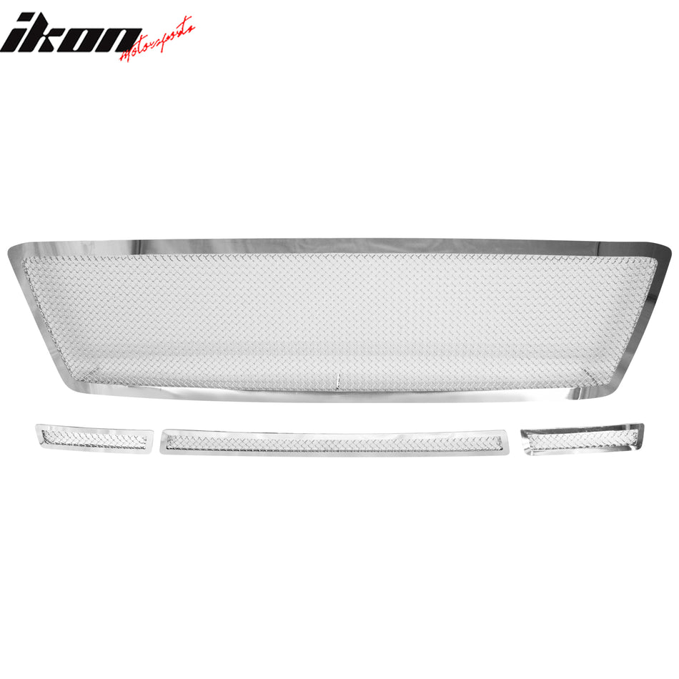 2010-2013 Toyota Tundra Chrome Mesh Style Front Bumper Upper Lower Grille 4PCS Set