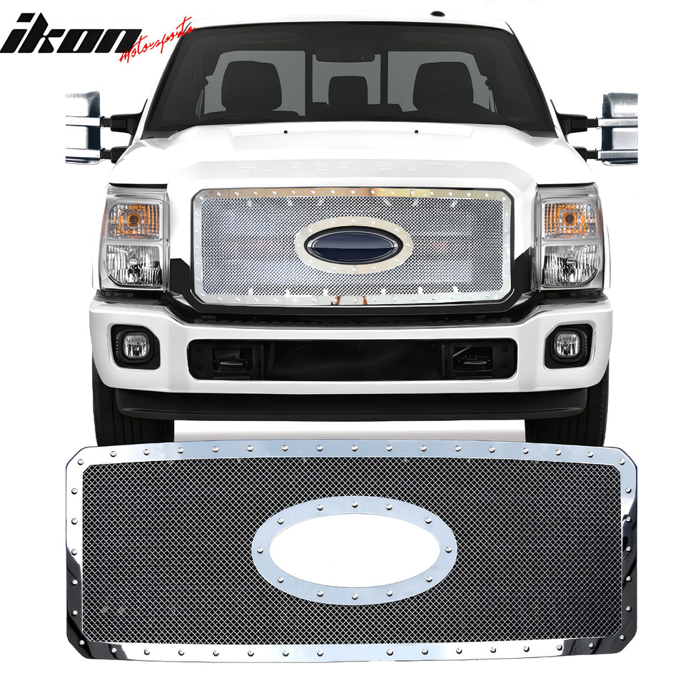 2011-2013 Ford F-250 Super Duty Mesh Chrome Grille Stainless Steel