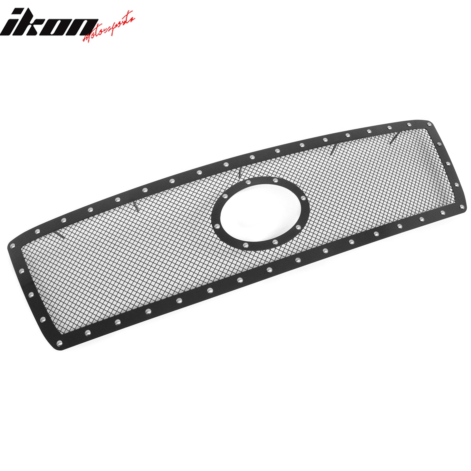 Fits 10-13 Toyota Tundra Mesh Front Grille Black + Chrome Rivets Stainless Steel
