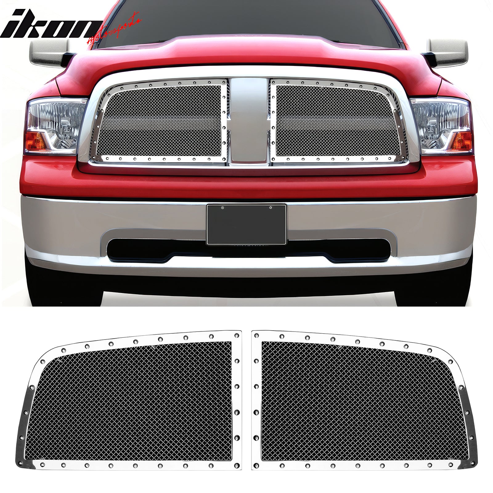 Fits 09-13 Dodge Ram 1500 Mesh Style Chrome Front Insert Grille ...