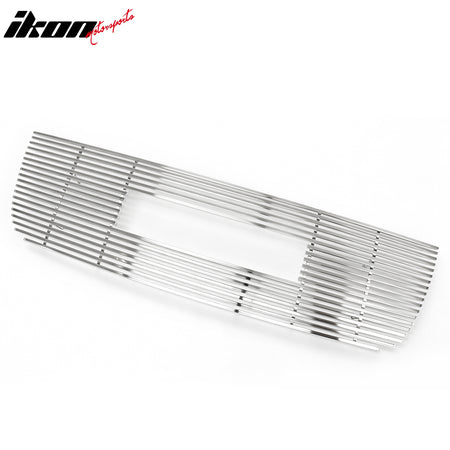 IKON MOTORSPORTS Front Upper Insert Grille, Compatible with 2002-2009 GMC Envoy, Billet Style Chrome Replacement Front Bumper Hood Grill 1PC