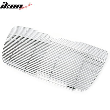 IKON MOTORSPORTS Front Upper Billet Grille Insert, Compatible with 2005-2010 Chrysler 300/300C, Chrome Replacement Front Bumper Grill