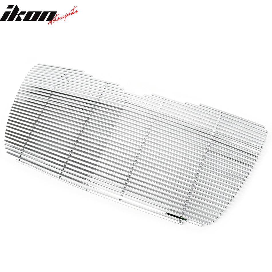 IKON MOTORSPORTS Front Upper Billet Grille Insert, Compatible with 2005-2010 Chrysler 300/300C, Chrome Replacement Front Bumper Grill