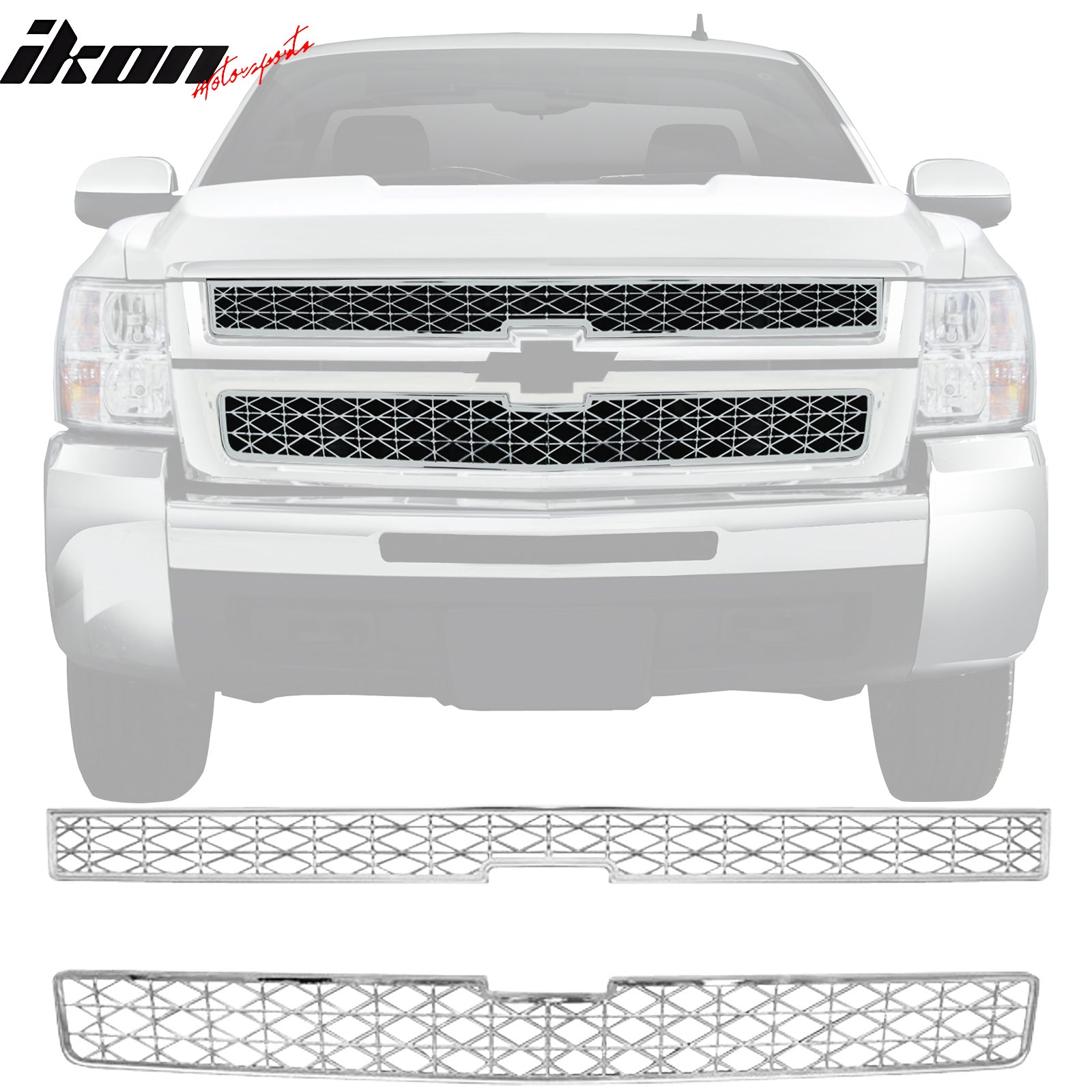 2010 Silverado Front Bumper IKON MOTORSPORTS, Front Bumepr Grille Compatible With 2007-2010