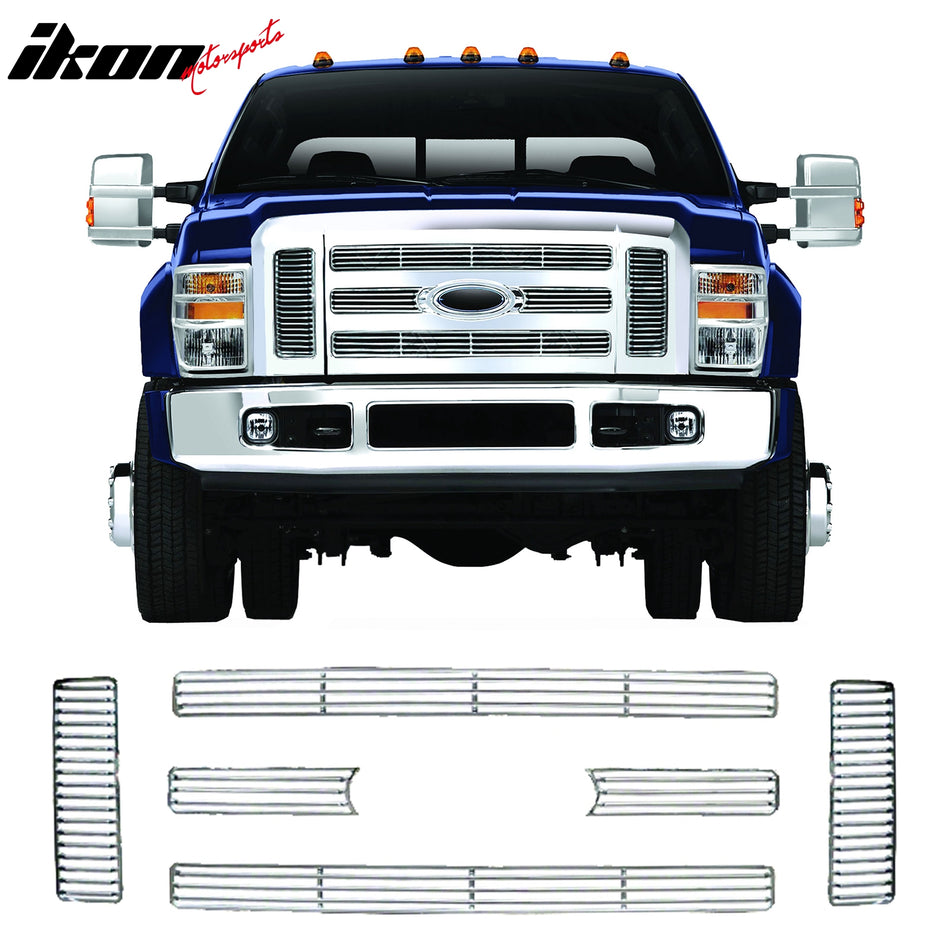 2008-2010 Ford F-250 Chrome Front Bumper Hood Upper Insert Grille ABS