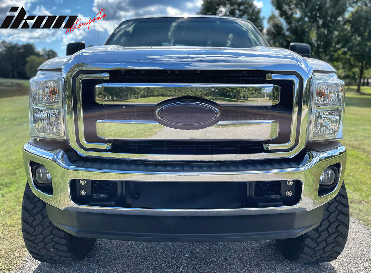 Fits 11-16 F-250 Chrome ABS OE Style Front Bumper Hood Upper Insert Grille 5PCS