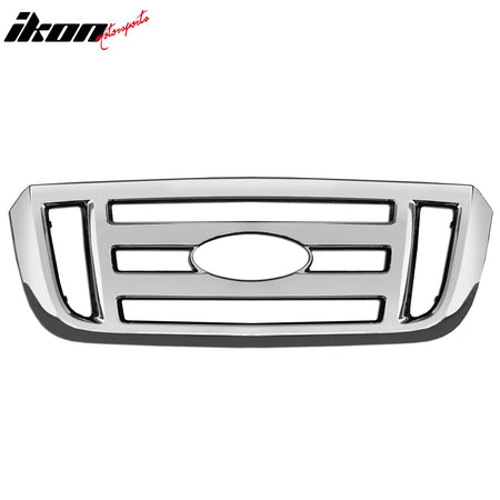 IKON MOTORSPORTS, Front Bumepr Grille Compatible With 2006-2011 Ford Ranger XL & FX4, ABS Plastic Chrome Front Bumper Upper Hood Grille Insert Assembly Replacement