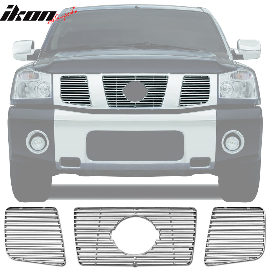 2004-2007 Nissan Titan Horizontal Style Front Upper Grille Insert 3PCS