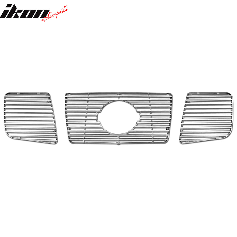 IKON MOTORSPORTS Front Bumper Upper Grille Insert, Compatible with 2004-2007 Nissan Titan, Horizontal Style Chrome Replacement Front Bumper Grill Assembly 3PCS