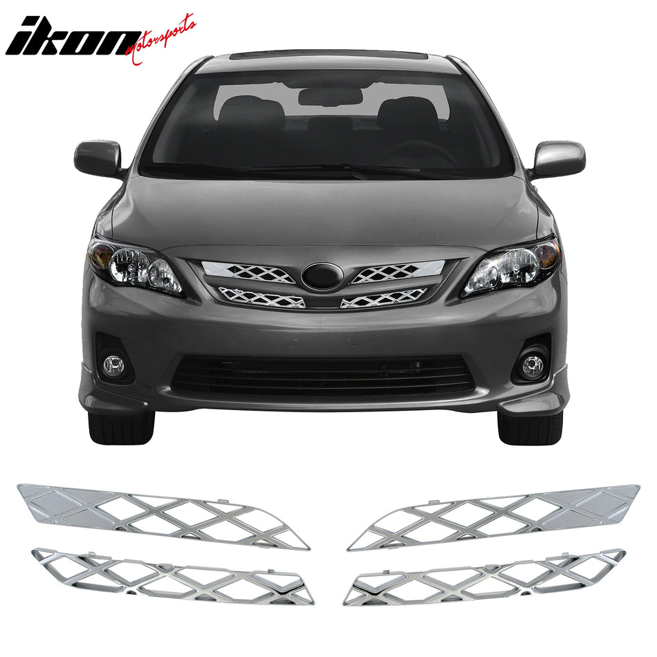 2011-2012 Toyota Corolla L/LE Chrome Front Bumper Insert Grille ABS