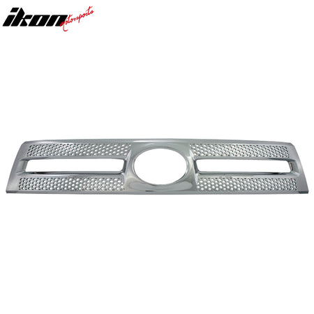 IKON MOTORSPORTS, Front Bumepr Grille Compatible With 2010-2013 Toyota Tundra, ABS Plastic Chrome Front Bumper Upper Hood Grille Insert Assembly Replacement
