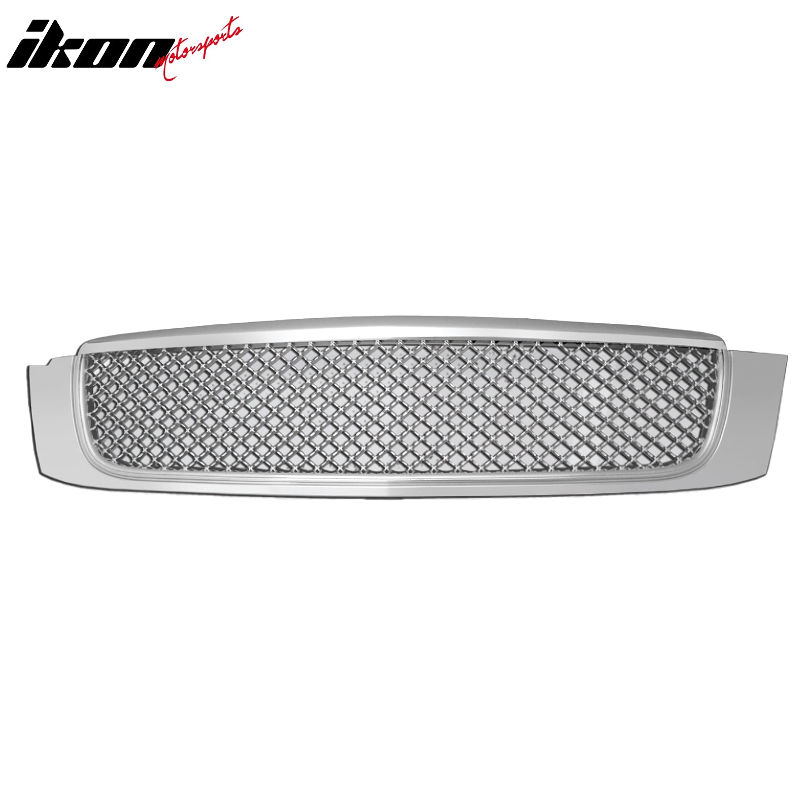 IKON MOTORSPORTS Front Upper Grille, Compatible with 2000-2005 Cadillac Deville, Bentley Mesh Style Chrome ABS Plastic Replacement Front Bumper Hood Grill 3PCS