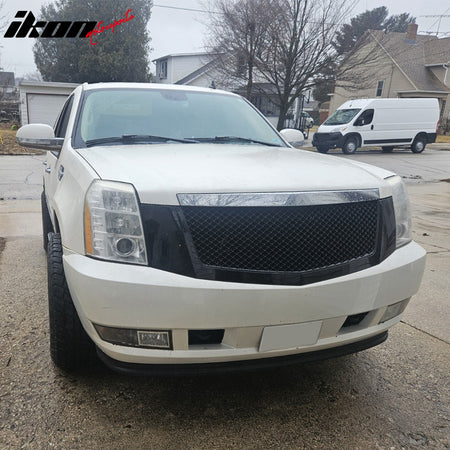 For 07-14 Cadillac Escalade Mesh Style Front Bumper Grille Replacement Black ABS