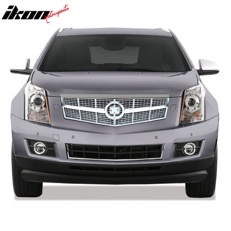 IKON MOTORSPORTS Front Upper Grille, Compatible with 2010-2012 Cadillac SRX, OE Factory Style Chrome ABS Replacement Front Bumper Hood Grill 1PCS