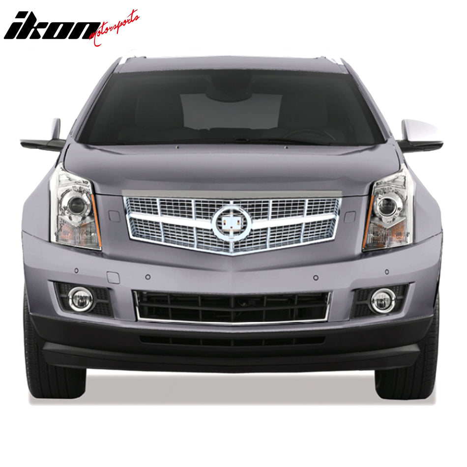 IKON MOTORSPORTS Front Upper Grille, Compatible with 2010-2012 Cadillac SRX, OE Factory Style Chrome ABS Replacement Front Bumper Hood Grill 1PCS