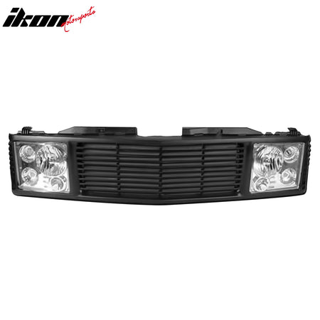 Fits 94-98 Chevy/GMC C/K1500/2500/3500 ABS Bumper Grille W/ Chrome Headlights