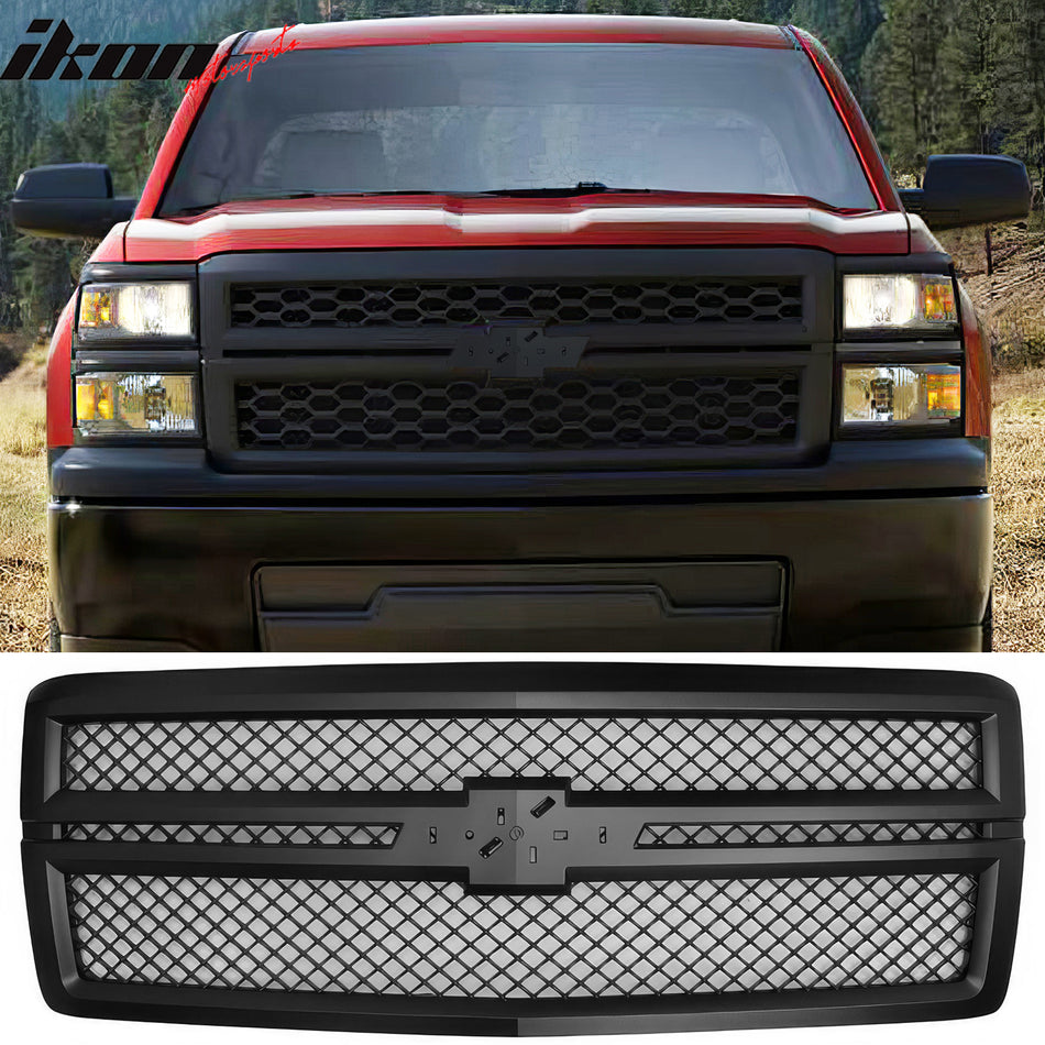 2014-2015 Chevy Silverado 1500 B Style Black Front Bumper Grille ABS