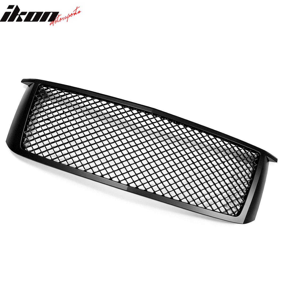 IKON MOTORSPORTS Front Upper Grille, Compatible with 2007-2013 Chevrolet Silverado 1500, Mesh Style Black ABS Plastic Replacement Front Bumper Hood Grill