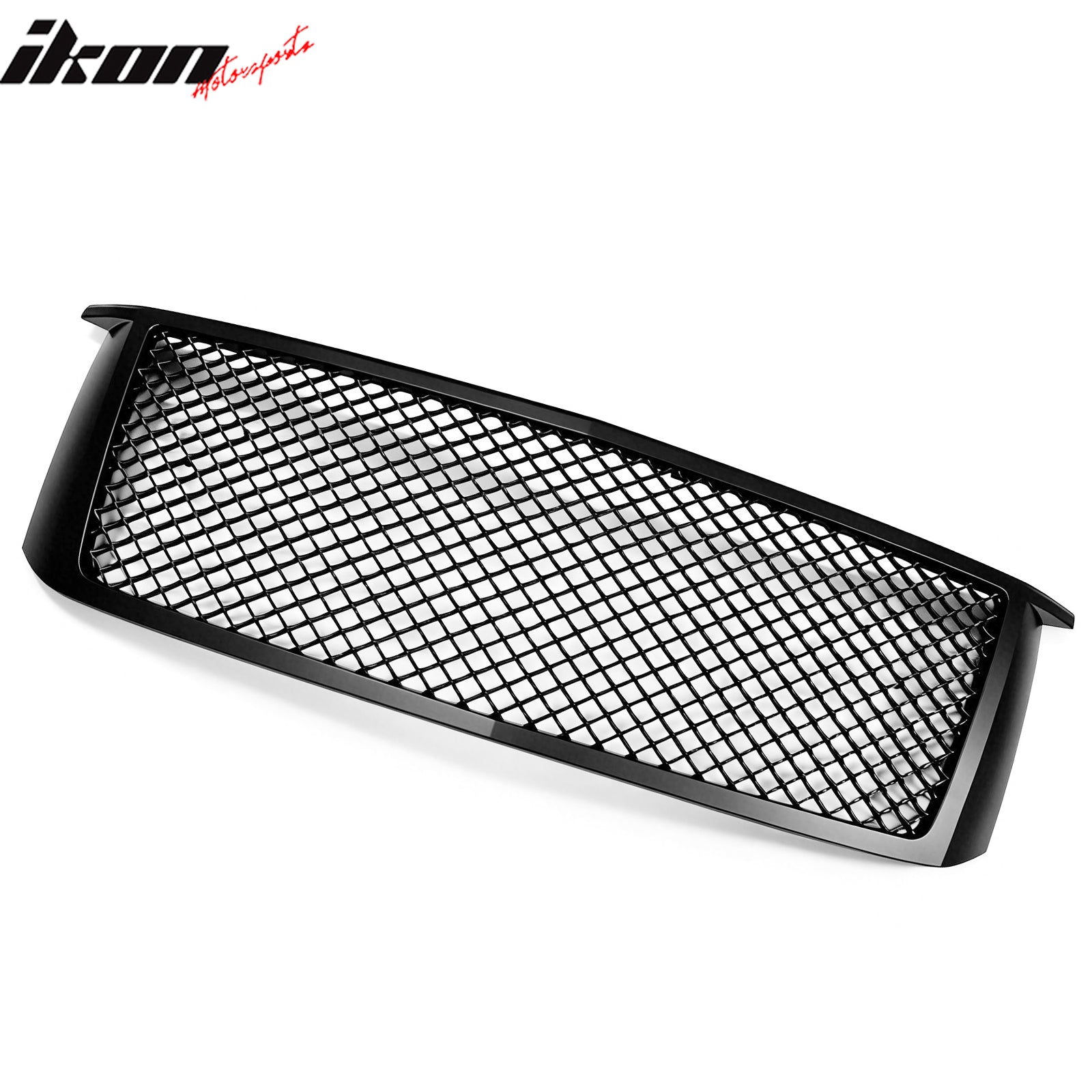 IKON MOTORSPORTS Front Upper Grille, Compatible with 2007-2013 Chevrolet Silverado 1500, Mesh Style Black ABS Plastic Replacement Front Bumper Hood Grill