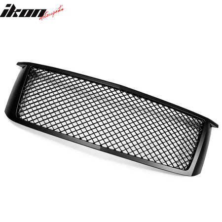 IKON MOTORSPORTS Front Upper Grille, Compatible with 2007-2013 Chevrolet Silverado 1500, Mesh Style Black ABS Plastic Replacement Front Bumper Hood Grill