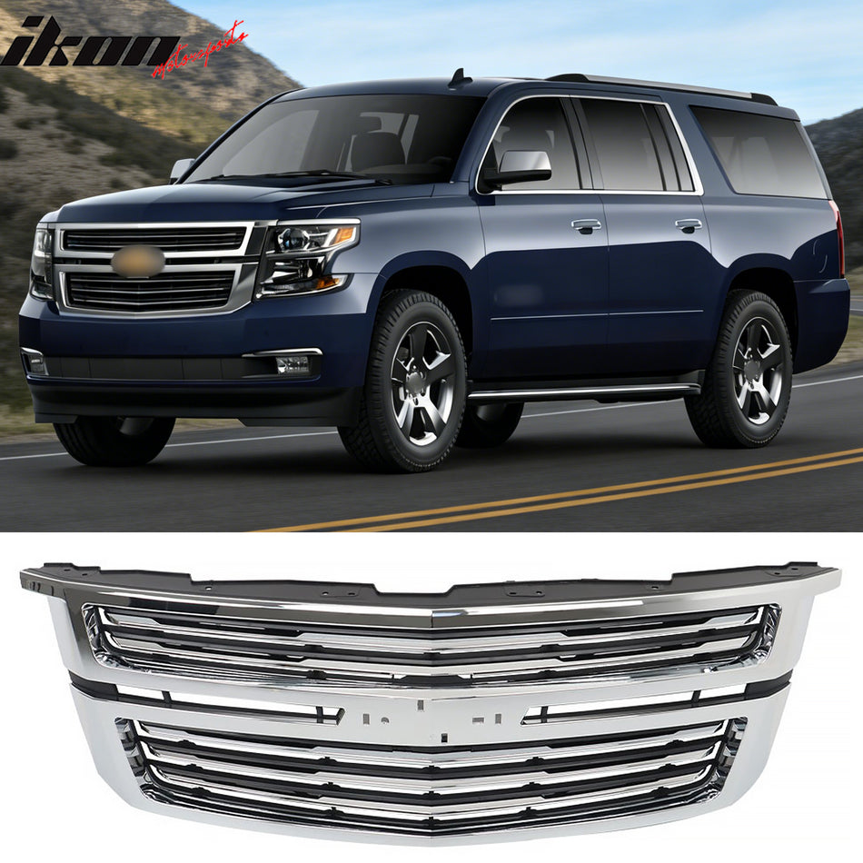 2015-2020 Chevy Tahoe LTZ Style Chrome Front Bumper Upper Grille
