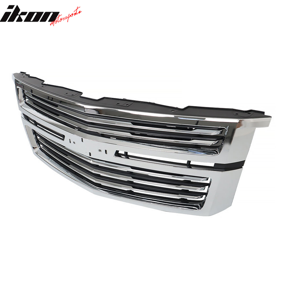 IKON MOTORSPORTS Front Upper Grille, Compatible with 2015-2020 Chevrolet Tahoe, LTZ Style Chrome ABS Plastic Replacement Front Bumper Hood Grill 1PC