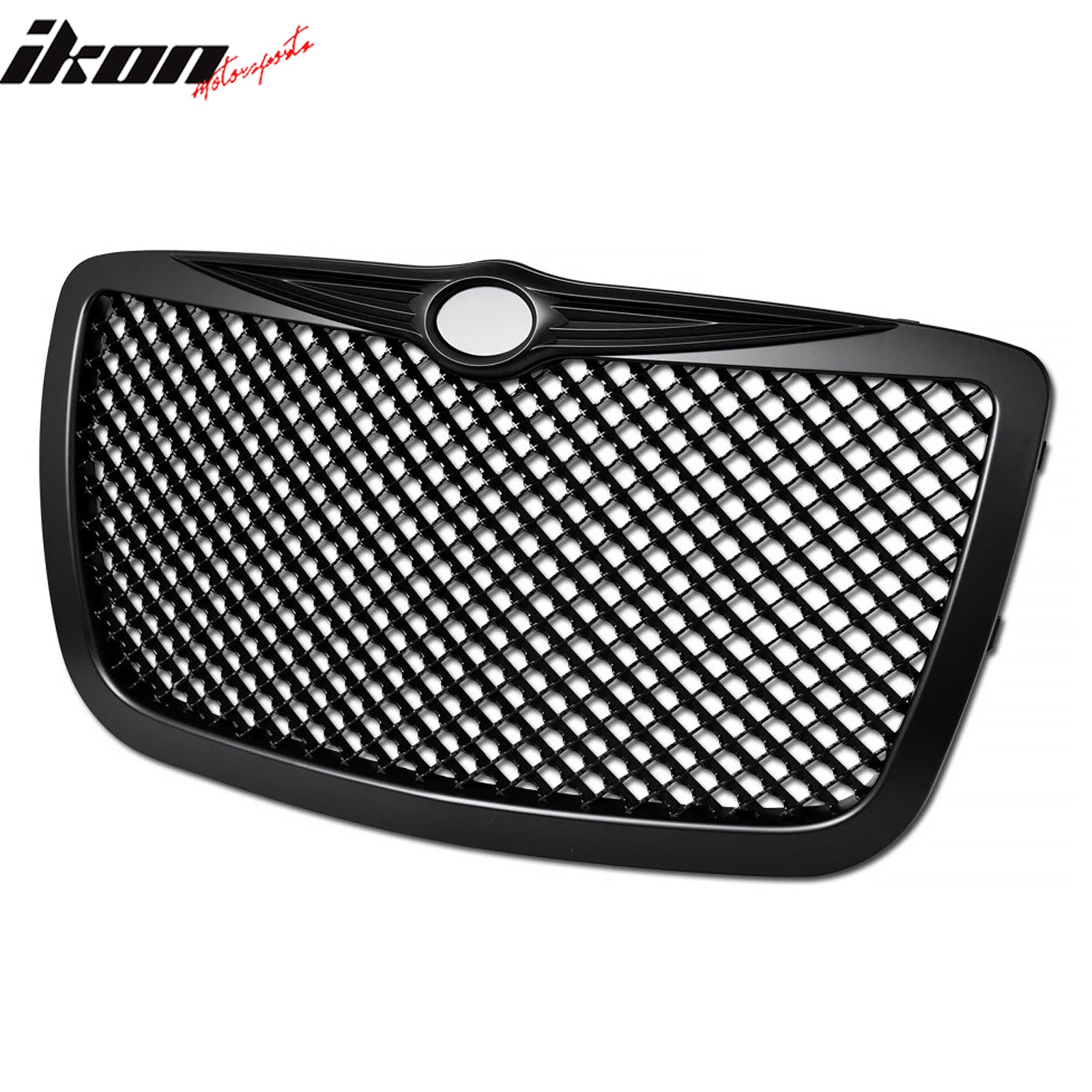 Fits 05-10 Chrysler 300 300C Bentley Style Front Hood Grille Black W/ B Emblem