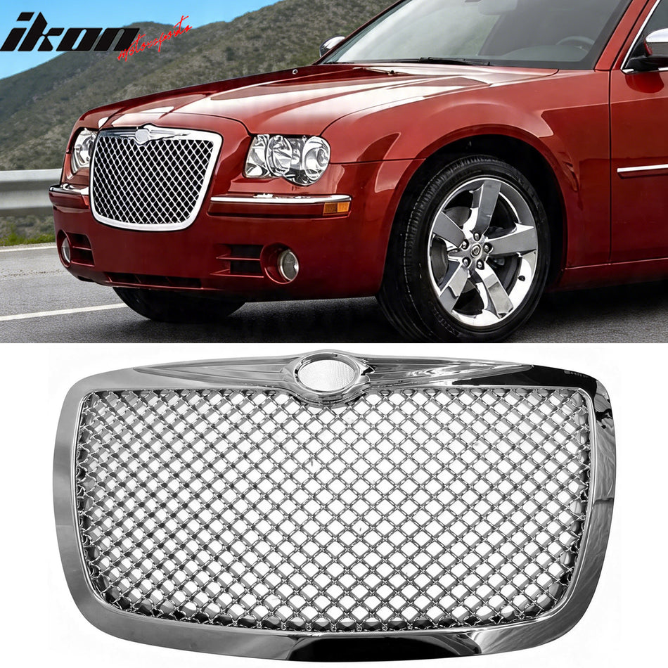 2005-2010 Chrysler 300 C Mesh Style Front Bumper Grille Chrome ABS