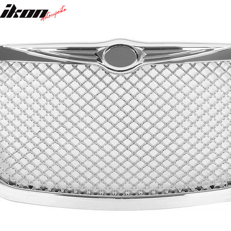 Fits 05-10 Chrysler 300 C Mesh Style Front Bumper Grille Cover Guard Chrome ABS